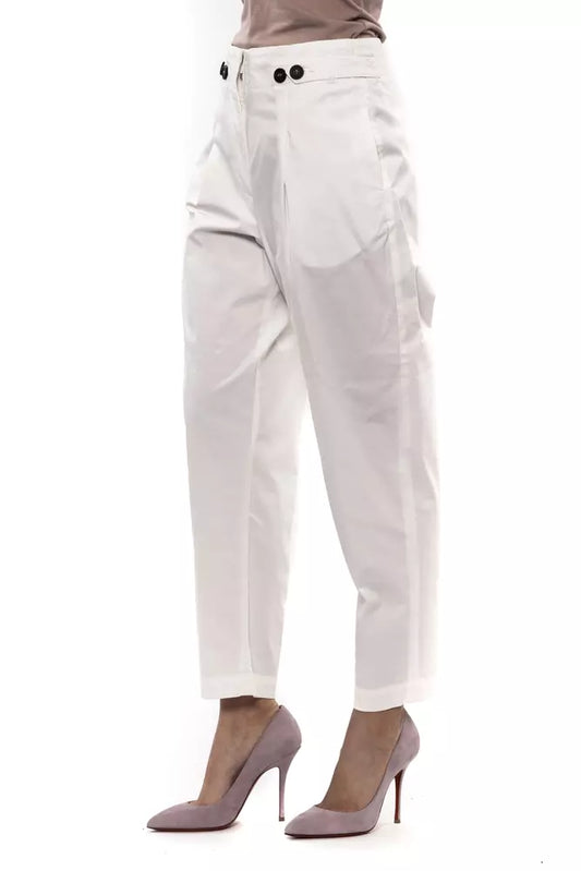 Elegant White Ankle Trousers with Pleats
