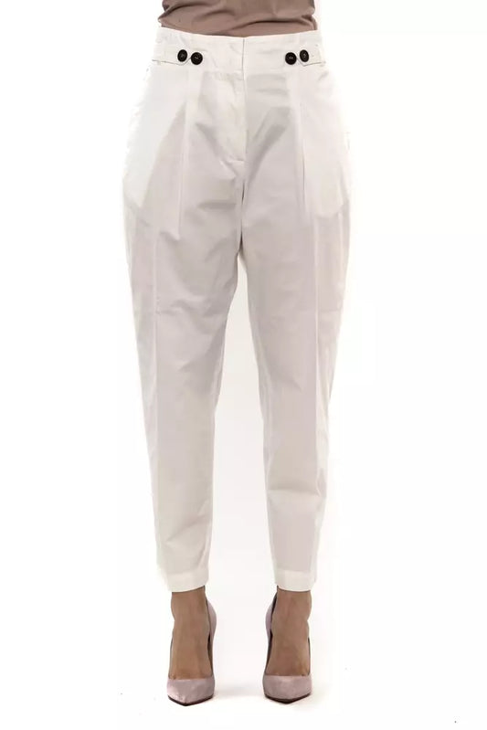 Elegant White Ankle Trousers with Pleats