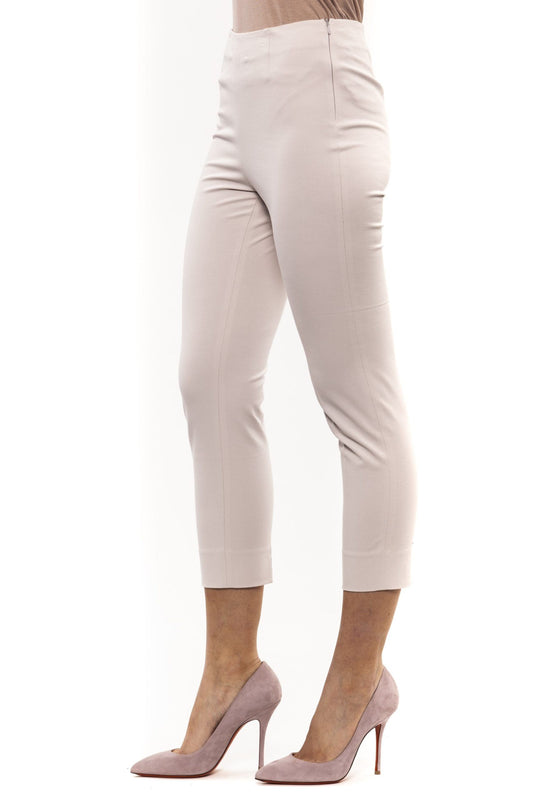 Elegant Beige Ankle Trousers with Side Zip