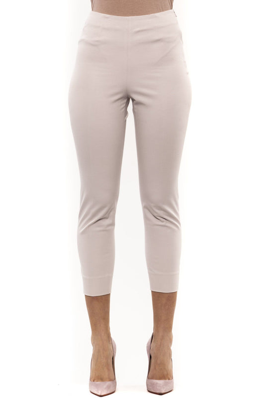 Elegant Beige Ankle Trousers with Side Zip