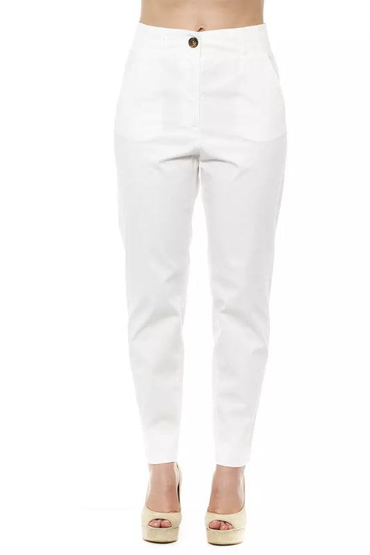 Elegant Regular Waist White Trousers
