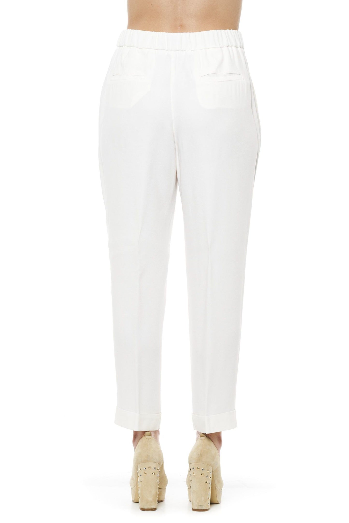 Chic White Trousers with a Comfortable Elastic Waist