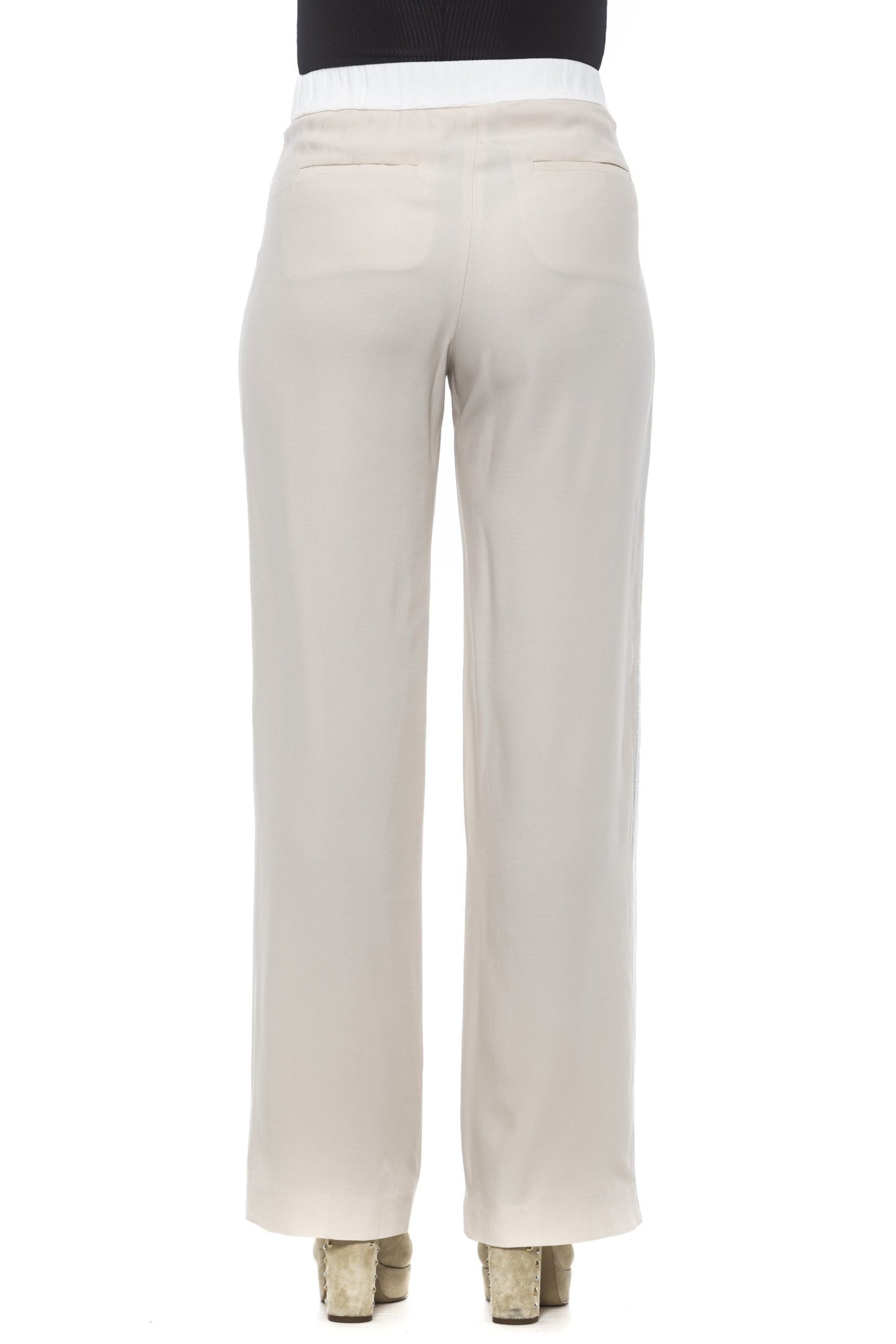 Chic Beige Palazzo Pants with Luminous Detailing