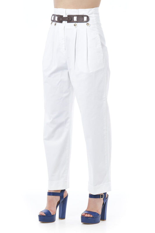 Chic High-Waisted Baggy White Trousers