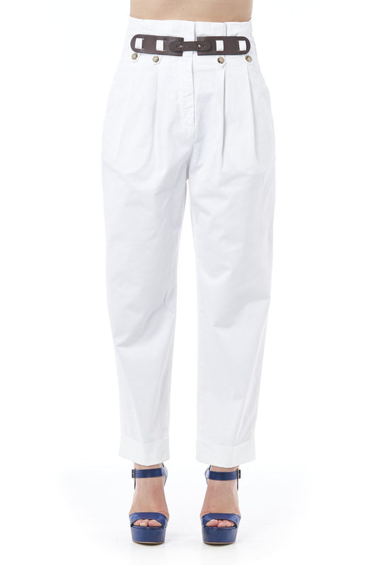 Chic High-Waisted Baggy White Trousers