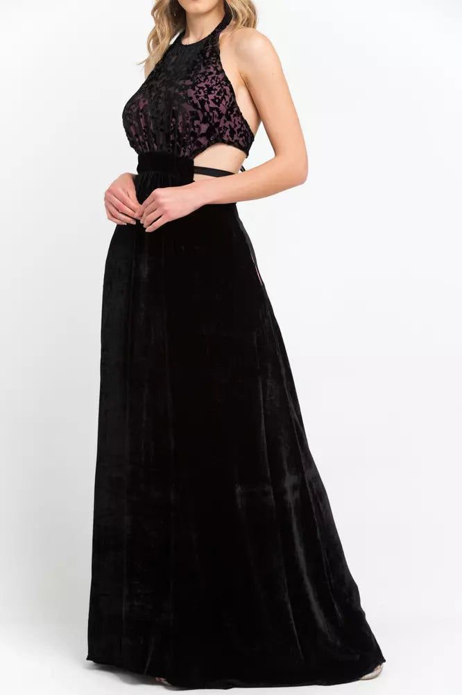 Elegant Velvet Skirt Long Dress with Embroidery
