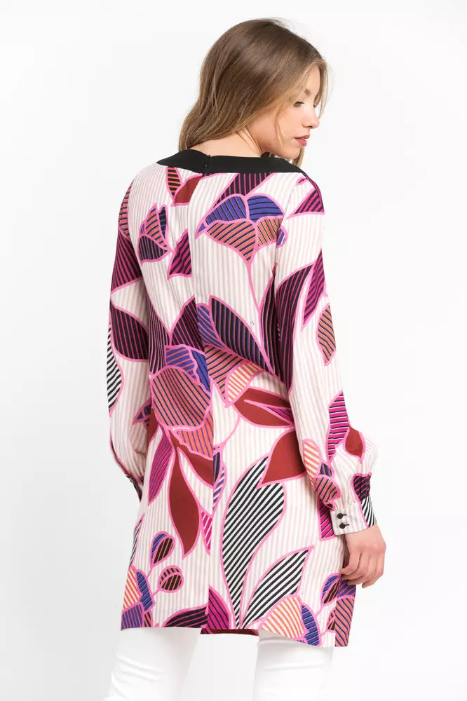 Elegant Straight-Cut Wool Dress with Pop Art Print