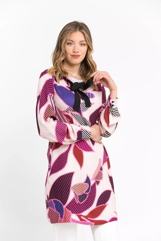 Elegant Straight-Cut Wool Dress with Pop Art Print