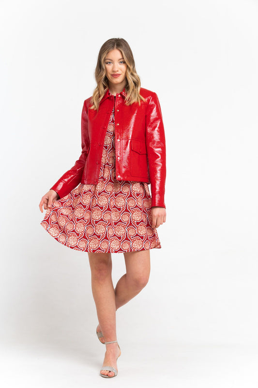 Chic Red Faux Leather Jacket