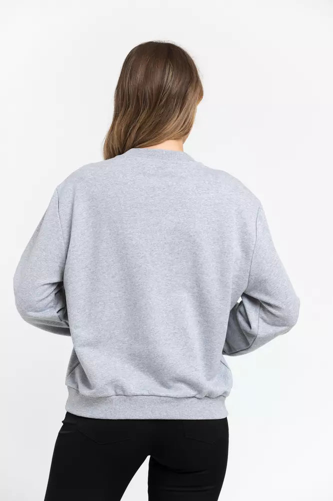 Oversized Round-Neck Cotton Blend Sweatshirt