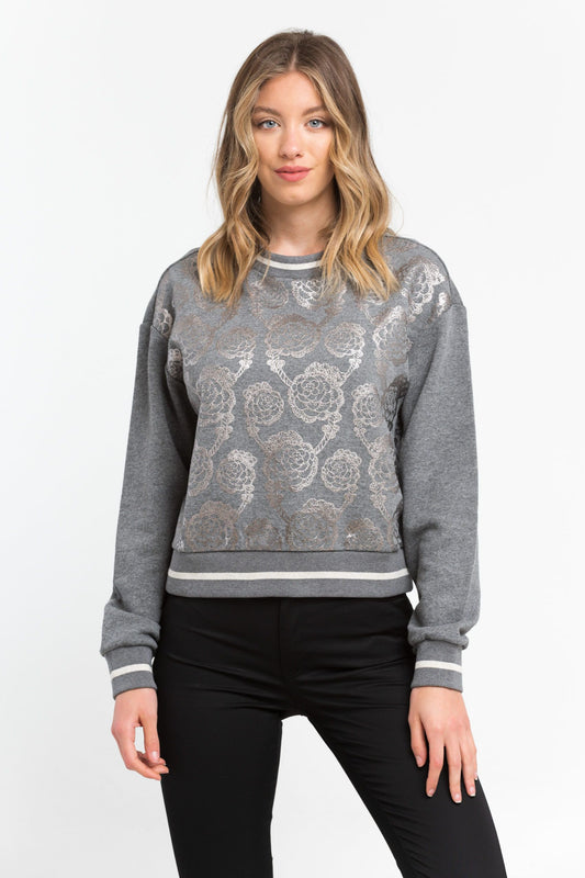 Elegant Oversized Round-Neck Cotton Sweatshirt