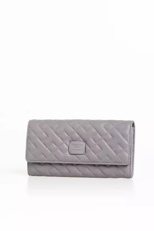 Elegant Gray Geometric Nappa Wallet