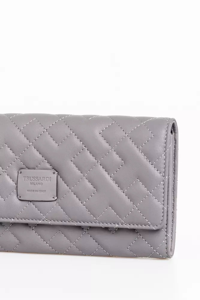 Elegant Gray Geometric Nappa Wallet