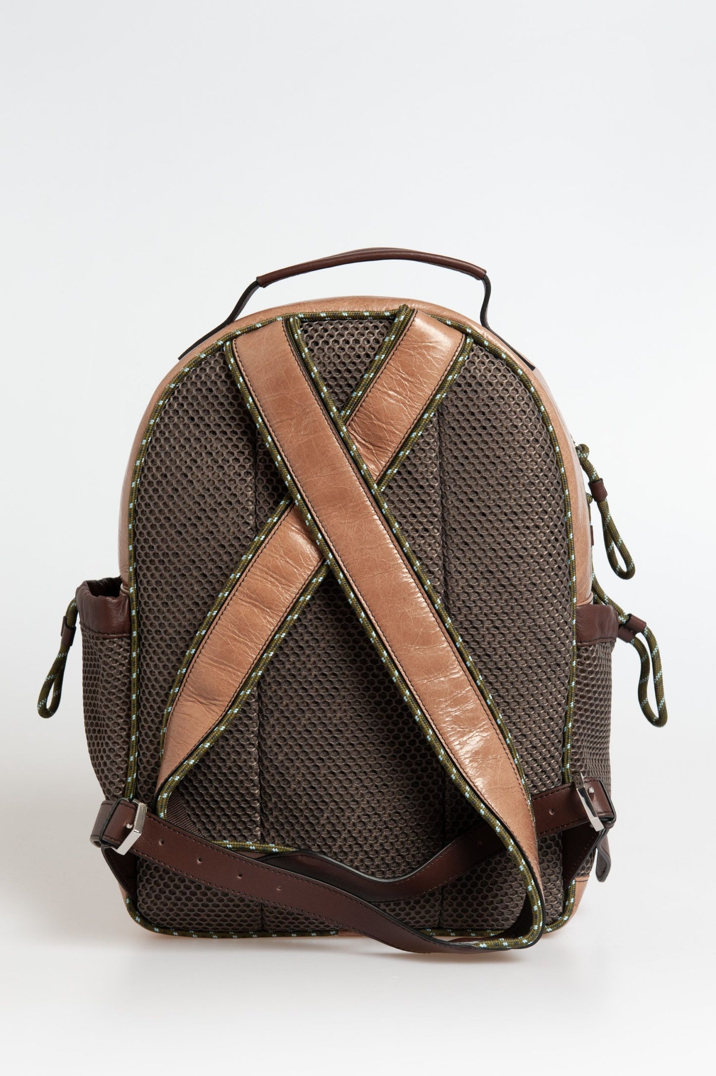Beige Crackle Effect Leather Backpack