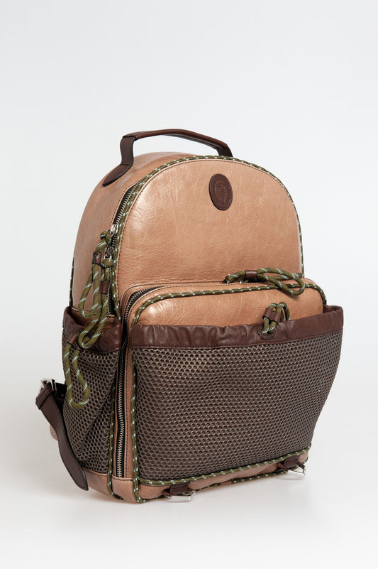 Elegant Calfskin Backpack with Unique Crackle Effect