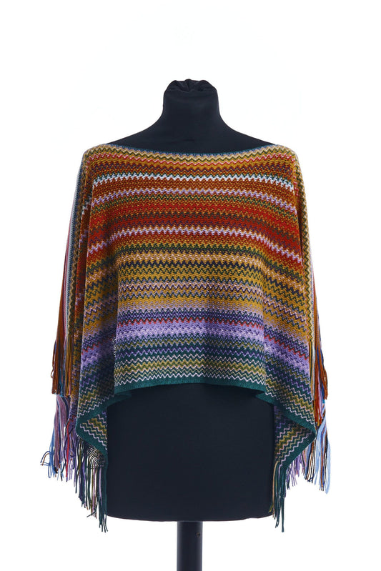 Radiant Wool-Blend Multicolor Poncho