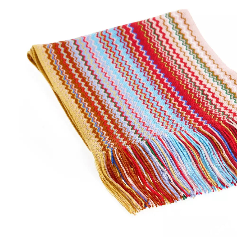 Geometric Pattern Luxe Fringed Scarf
