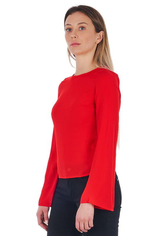 Chic Red Blouse with Flared Sleeves