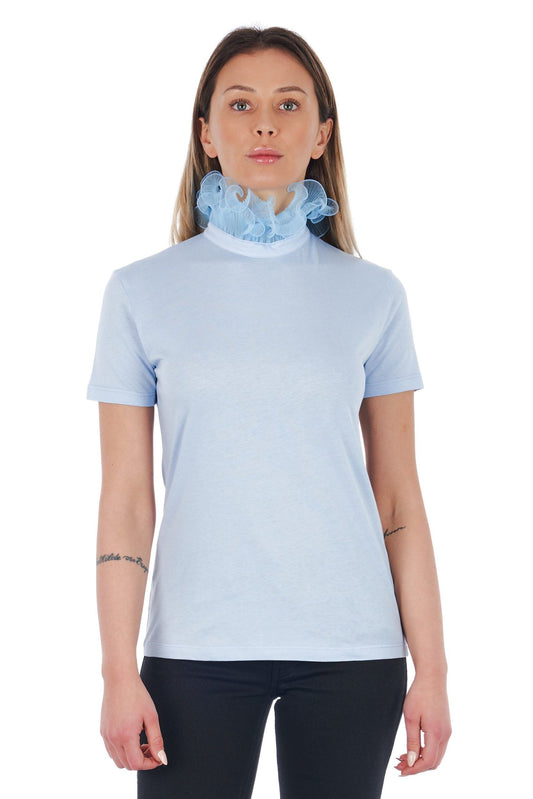 Elegant High Neck Lace-Trimmed Tee