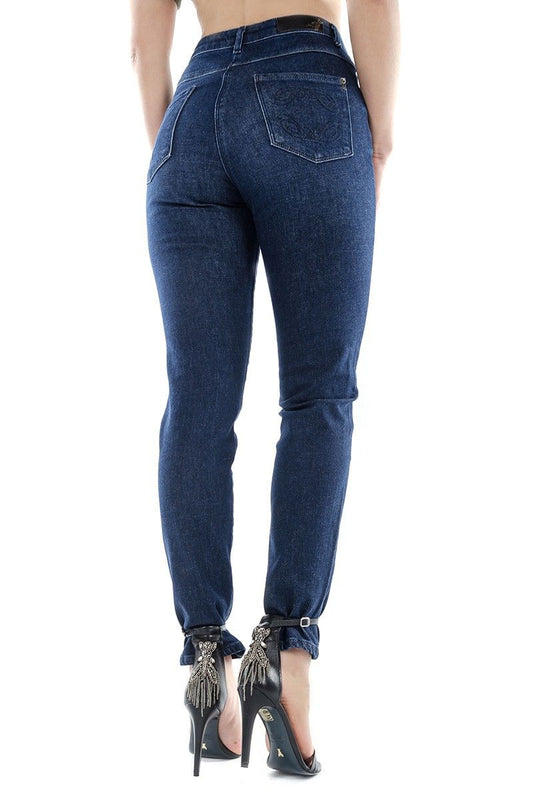 High-Waisted Slim Fit Blue Jeans