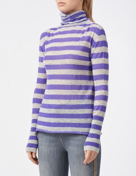 Chic Striped Purple Alpaca Blend Sweater