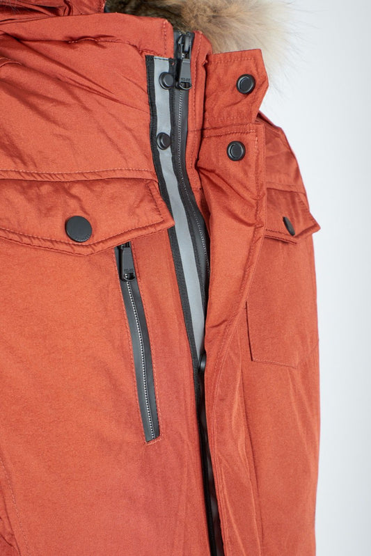 Vibrant Orange Hooded Men's Nylon Jacket