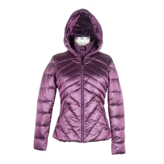 Chic Purple Hooded Down Jacket