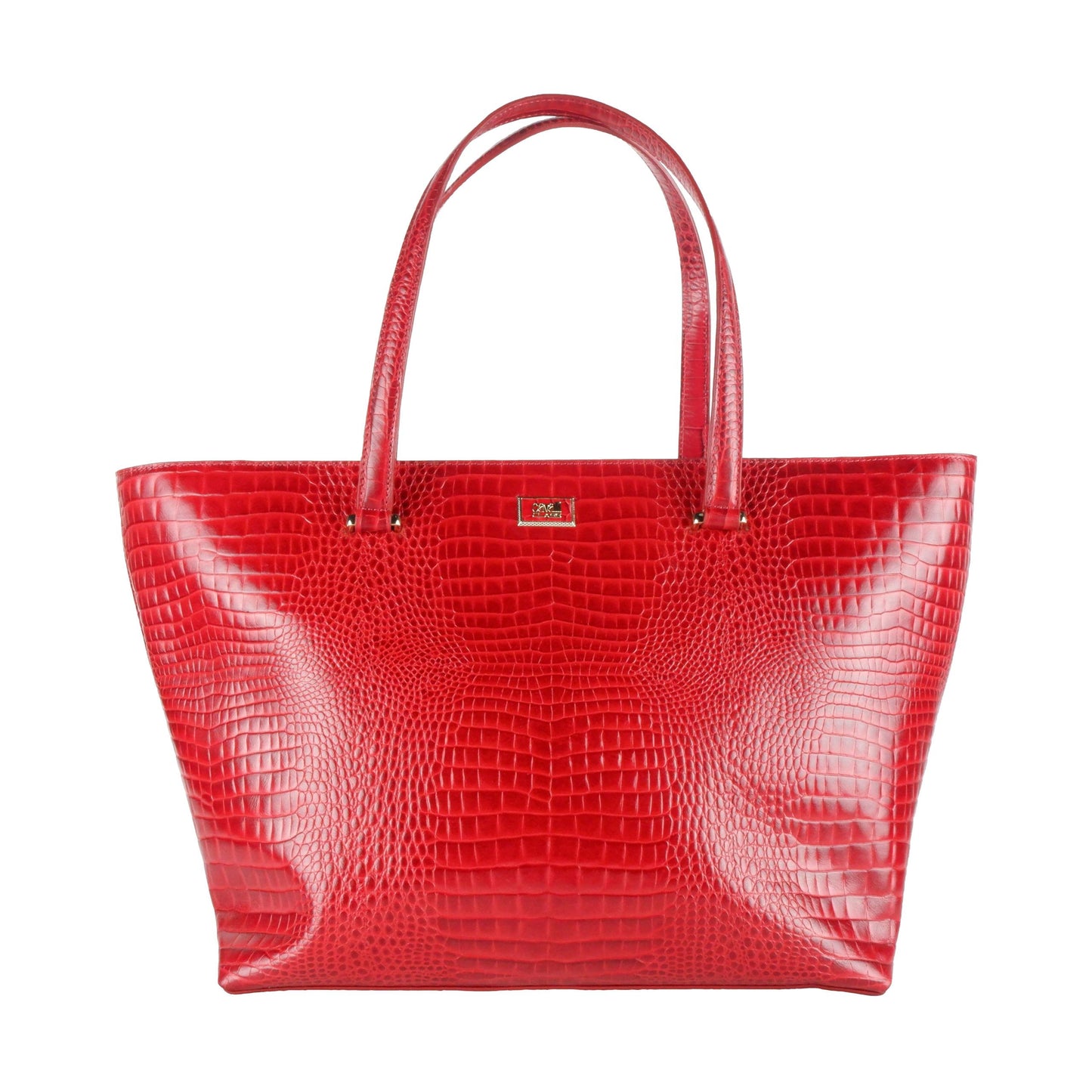 Elegant Red Vitello Leather Shoulder Bag