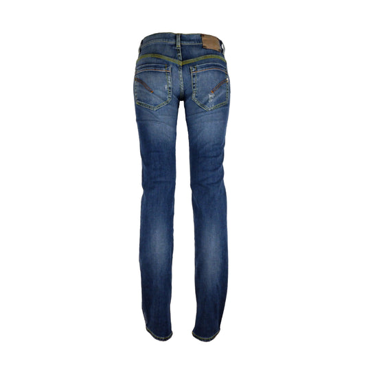 Elegant Stretch Cotton Jeans with Leather Patch