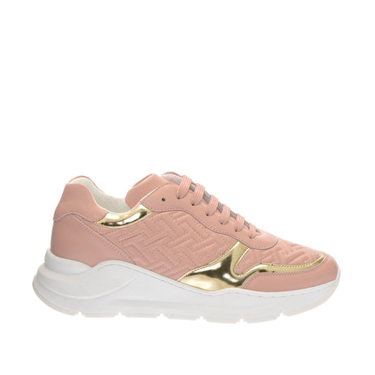 Elegant Calfskin Women's Sneakers with Gold Accents