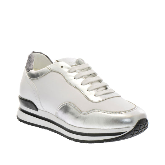 Elegant Calfskin Sneakers with Glitter Accents