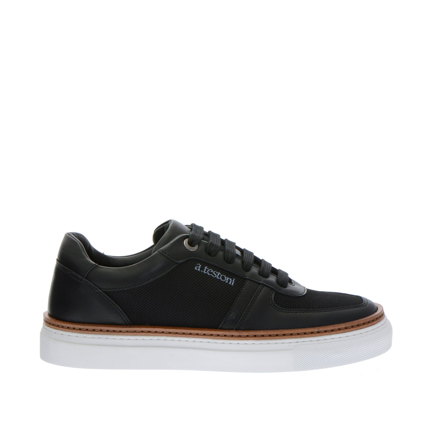 Chic Calf Leather Sneakers with Saffiano Accents