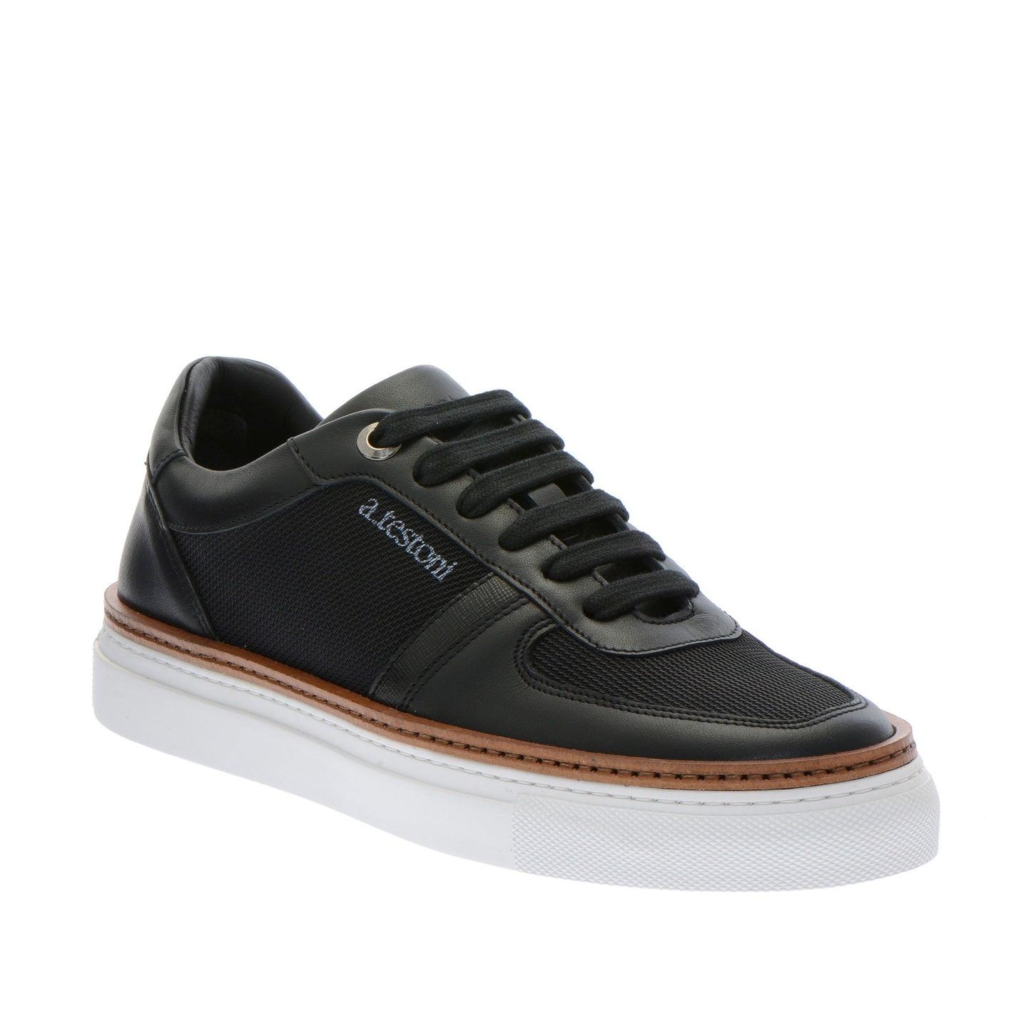 Chic Calf Leather Sneakers with Saffiano Accents