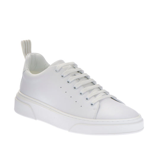 Elegant White Calfskin Men's Sneakers