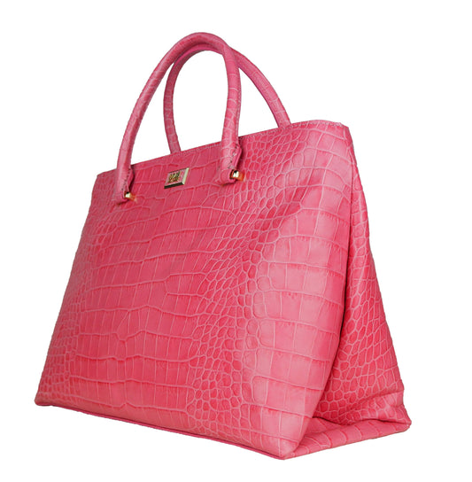 Elegant Pink Snake Texture Handbag