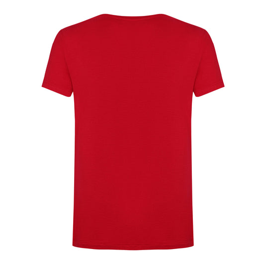 Elegant Red Cotton T-Shirt with Vertical Logo