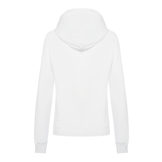 Elegant White Hooded Sweatshirt - Embossed Logo