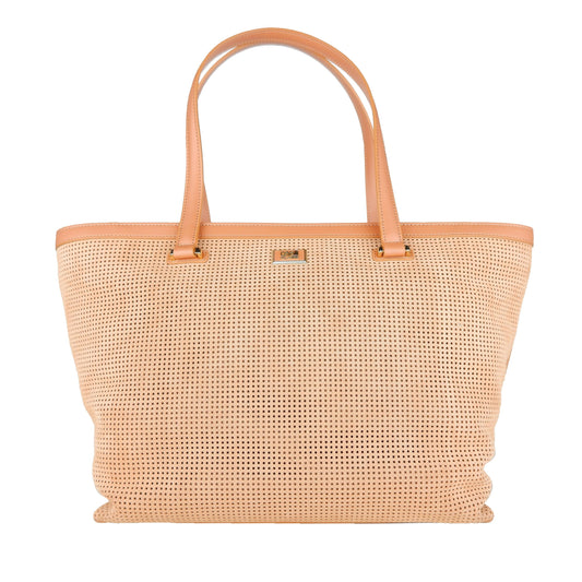 Chic Perforated Light Brown Leather Handbag