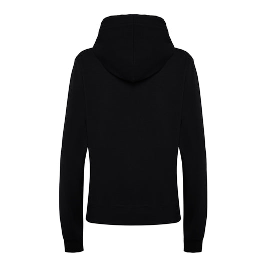 Chic Black Hooded Sweatshirt with Embossed Logo
