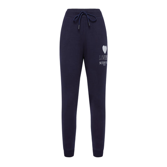 Elegant Stretch Cotton Trousers with Strass Logo