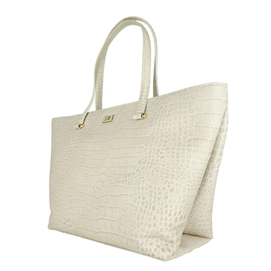 Chic White Calfskin Leather Handbag