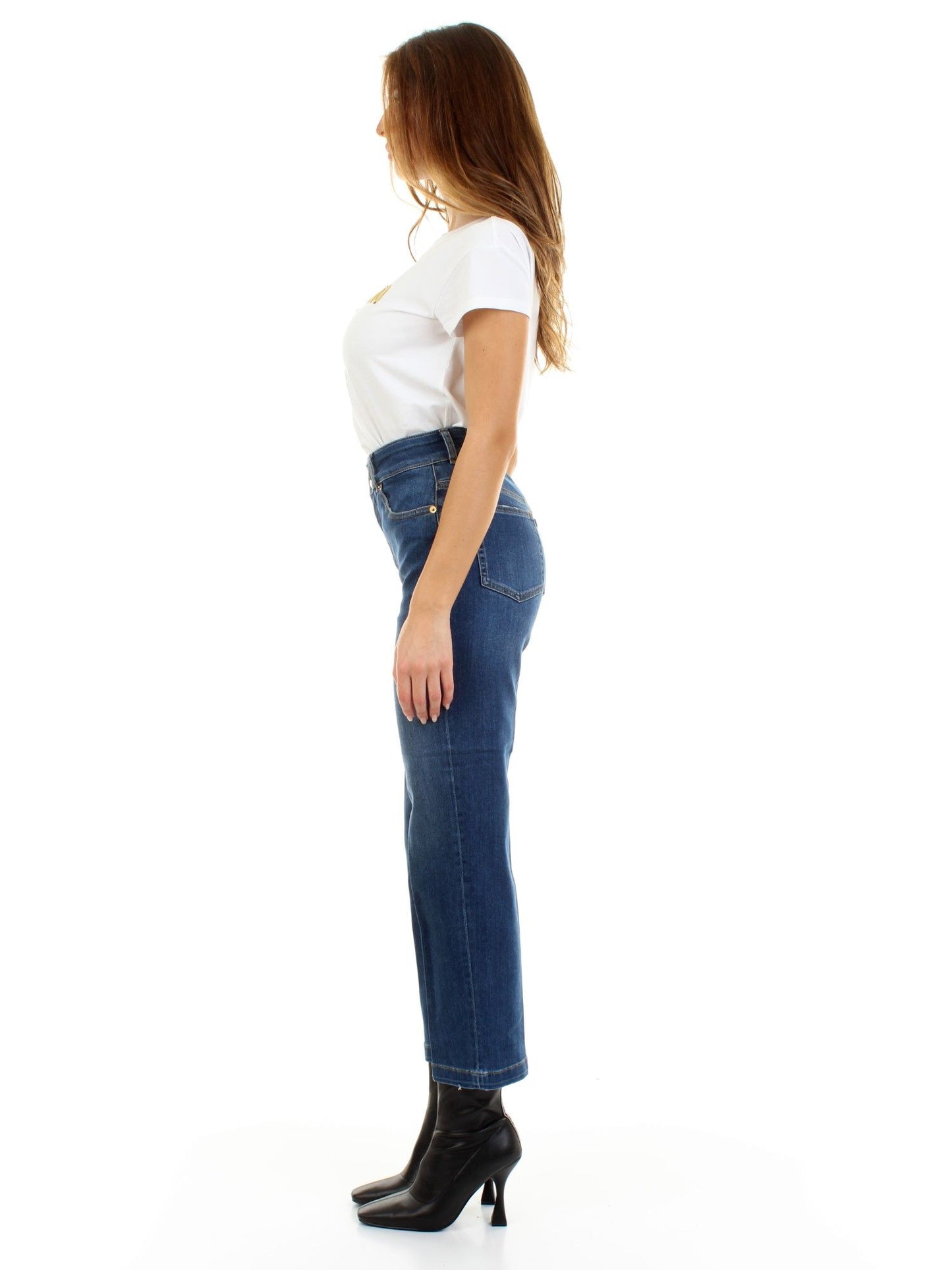 Chic Blue Denim with Signature White Patch