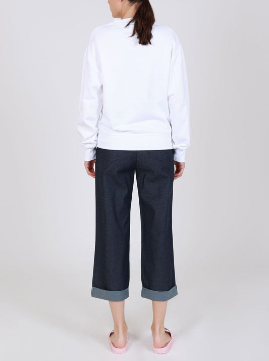 Chic Blue Cotton Trousers with Turn-Up Cuff