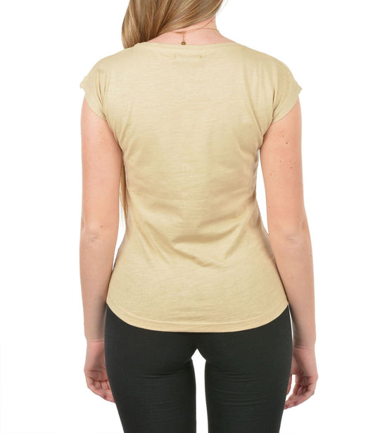 Beige Tiger Print Tee with Brass Accents