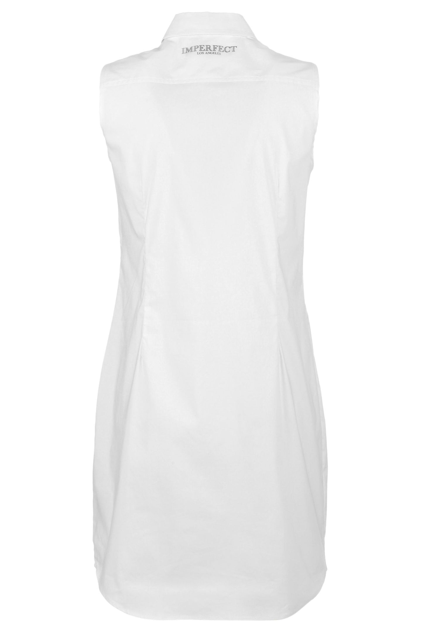 Chic Sleeveless White Blouse with Metal Button Closure