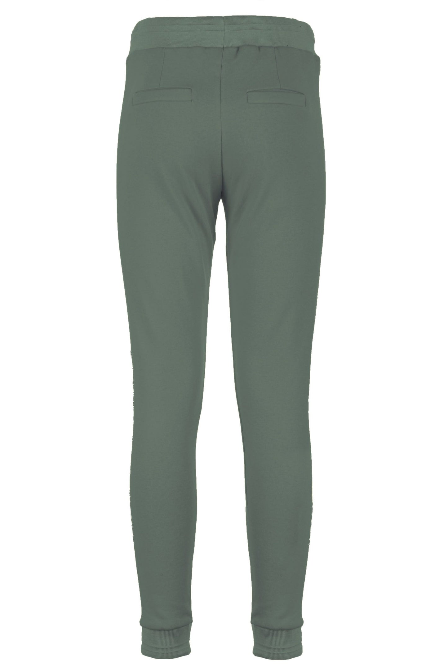 Chic Green Stretch Sweatpants with Brass Accent