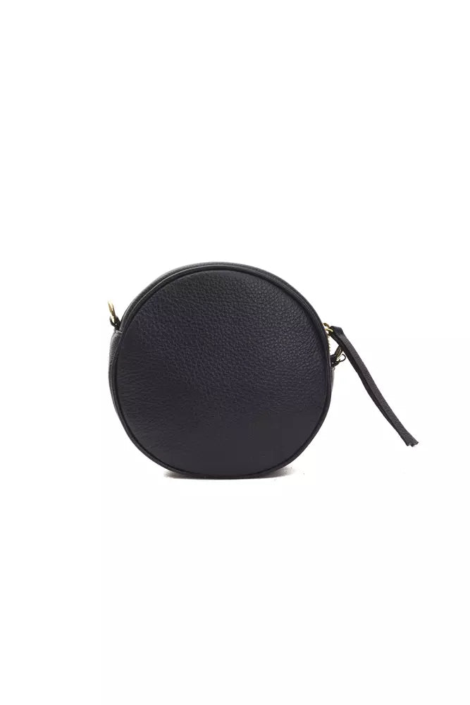 Elegant Gray Oval Leather Crossbody Bag