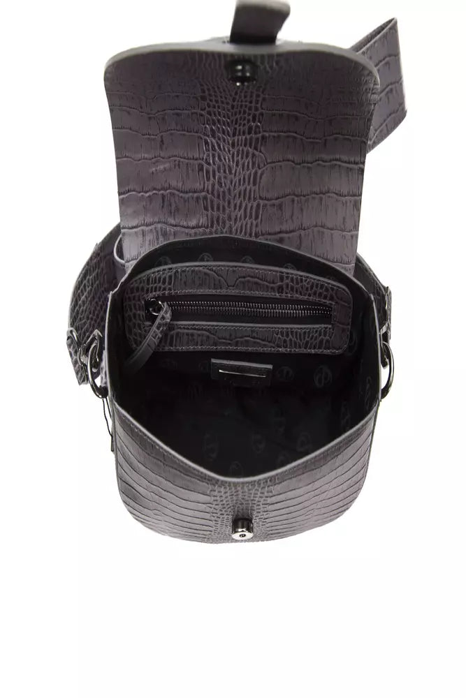 Elegant Crocodile-Print Leather Crossbody Bag