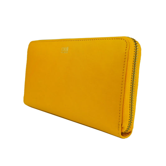 Elegant Calfskin Leather Wallet in Vibrant Yellow