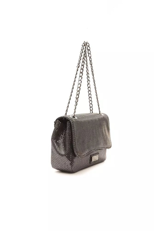 Elegant Gray Leather Crossbody Bag